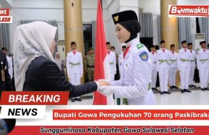 Bupati Gowa, Husniah Kukuhkan 70 anggota Paskibraka di Hut RI Ke 81