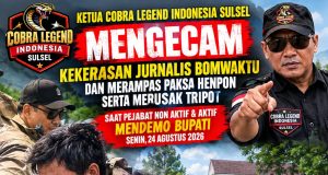 Cobra Legend Indonesia Kecam Intimidasi Wartawan Bomwaktu.com di Depan Kantor Bupati Gowa